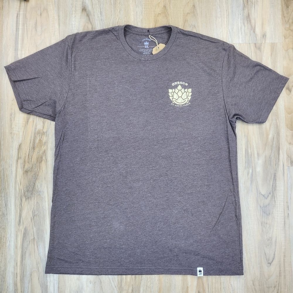🔺️NWT Little Bay Root Brown "Oregon My Hoppy Place" Shirt Men's XLarge